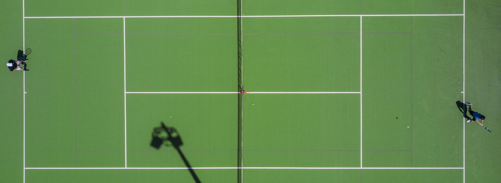 Aerial View of Tennis Court